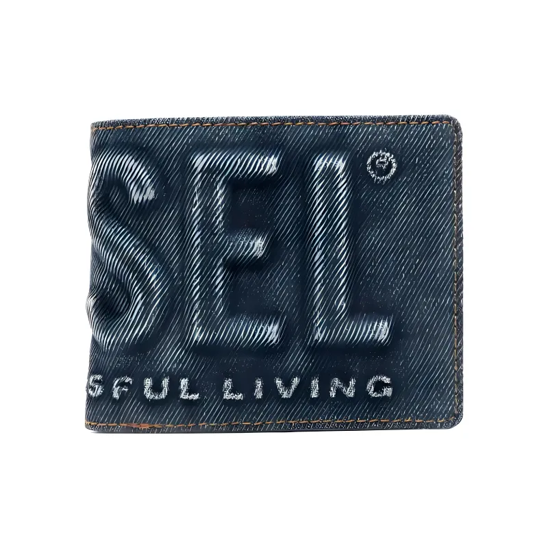 DIESEL Embossed-logo Denim Wallet-0