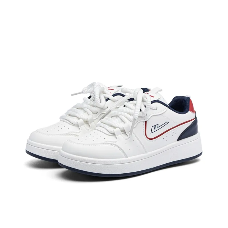 Warrior Cushioning, Abrasion Resistant, Height Increasing Low Top Skateboard Shoes Unisex White Dark Blue Red-2