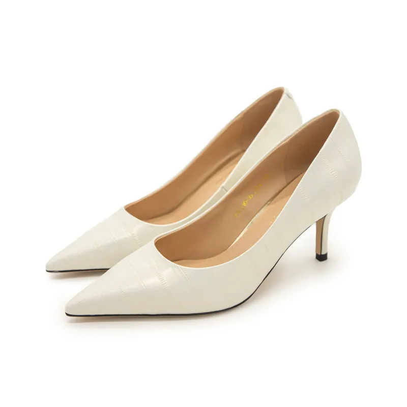 FED Slim Heel High Heels Women's Beige-2