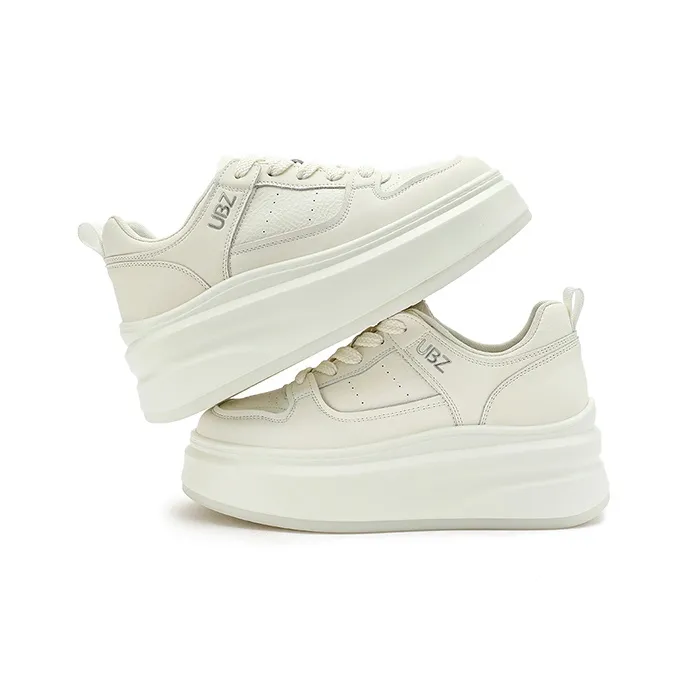UBZ Anti Slip Wear Resistant Low Top Skateboard Shoes Women's Ivory White-3