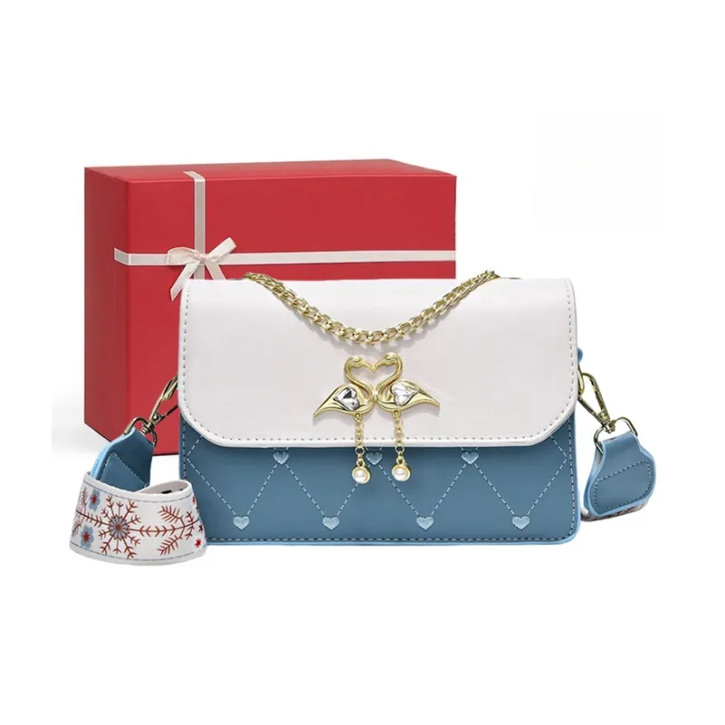 CNNCOO Cow Leather Shoulder Bag, Crossbody Bag, Handbag Women's Blue/Black-0
