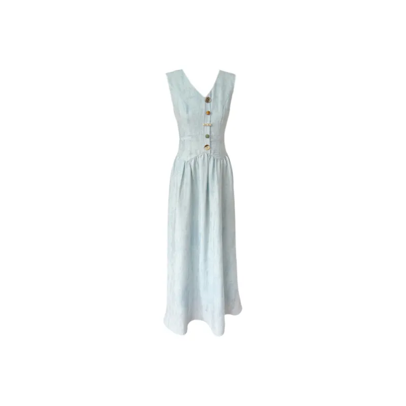 FLIM Sleeveless Dresses Women's Light Blue-0