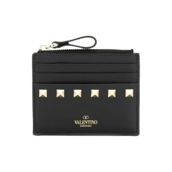 Valentino ROCKSTUD Leather Wallet Unisex Black