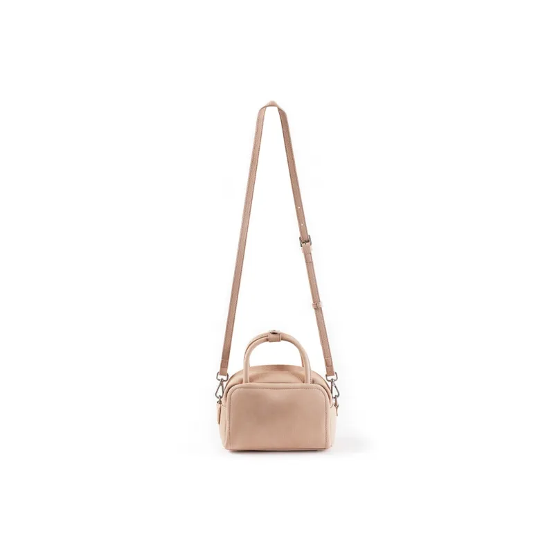 Crying Center PU Boston Bag Handbag Medium Size Unisex Dirty Ginger Yellow/Pig Pink-5