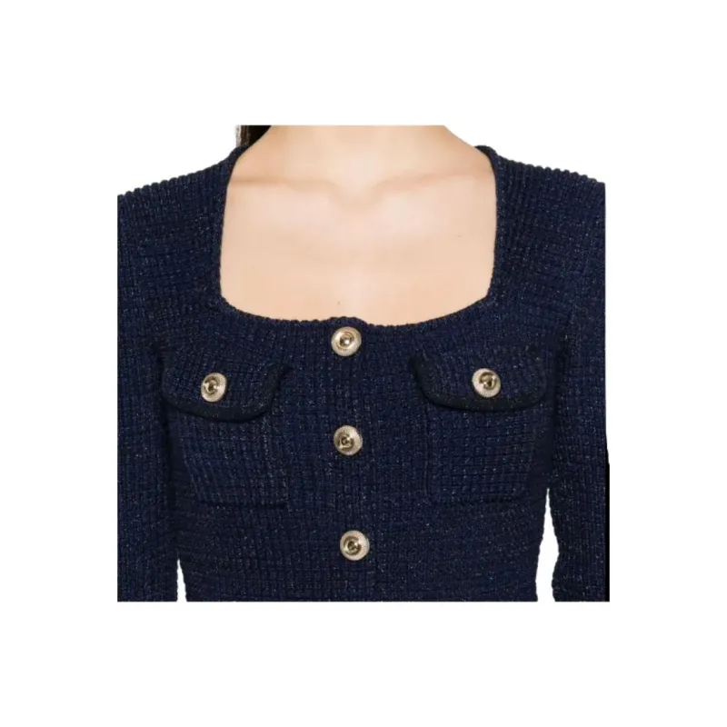 Self portrait Knitted Peplum Midi Dress-4