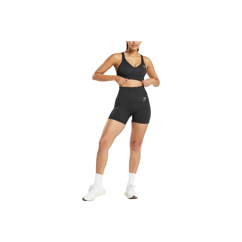 GYMSHARK Vital Seamless V Neck Sports Underwear Women's Black Mud Gray Rock-3