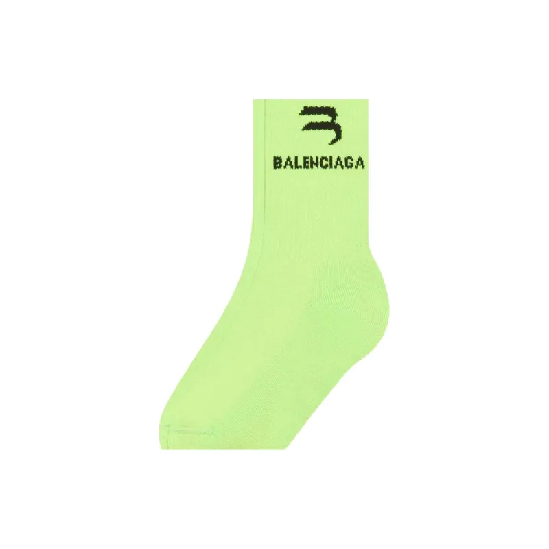 Balenciaga B Tennis Socks 'Grass Green/Black'-3