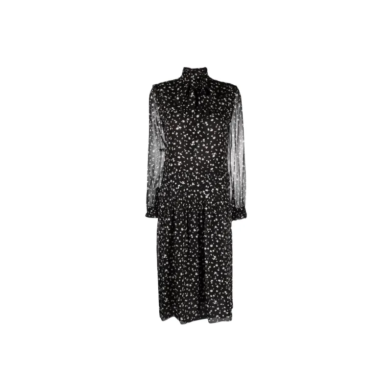 SAINT LAURENT Long Sleeved Dress Women's Black-0