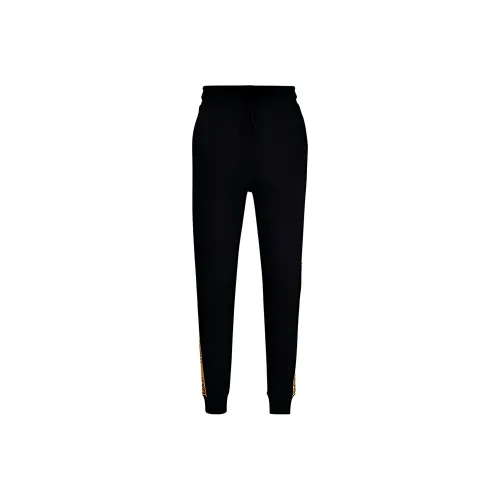 HUGO BOSS FW23 Cuffed Tracksuit Bottoms In With Logo Tape Casual Pants Men's Black
