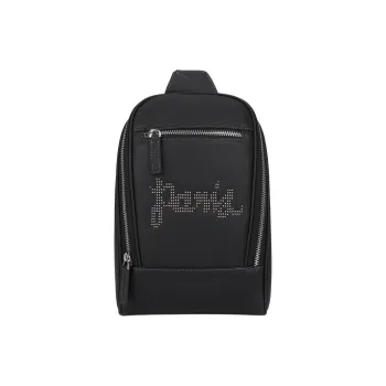 ELLE HOMME Cowhide Leather Textile Shoulder Bag Crossbody Bag Sling Bags Men's Black