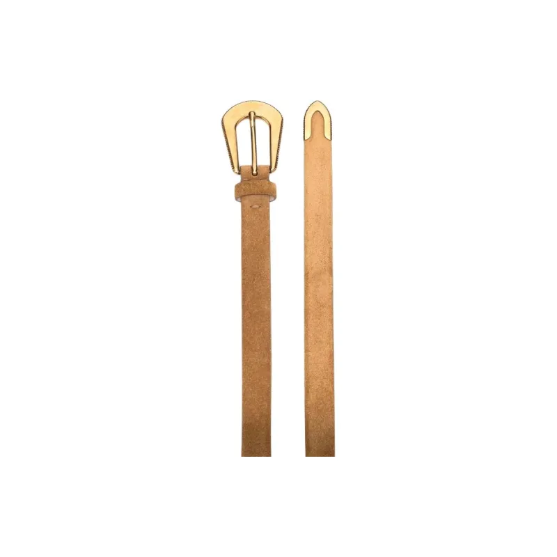 Brunello Cucinelli Metal Leather Belts Women's Beige Width 2CM-1