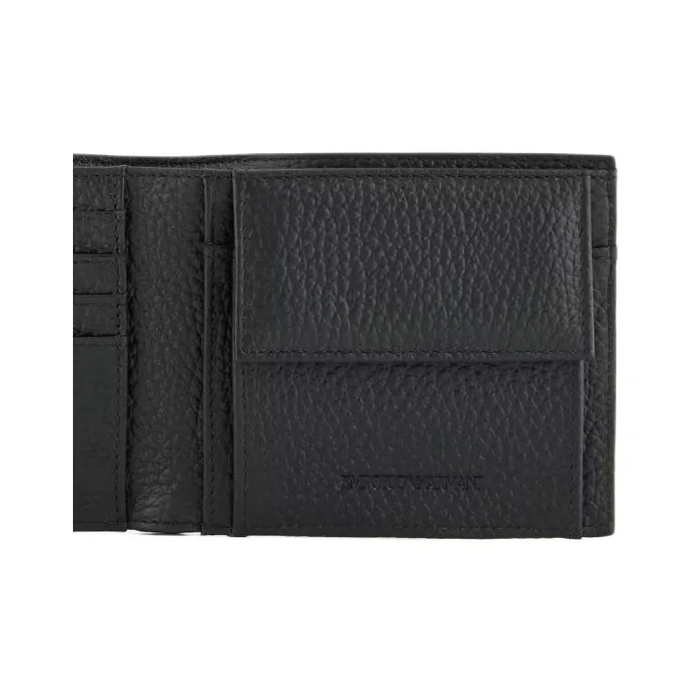 EMPORIO ARMANI Cow Leather Wallet Unisex Black-6
