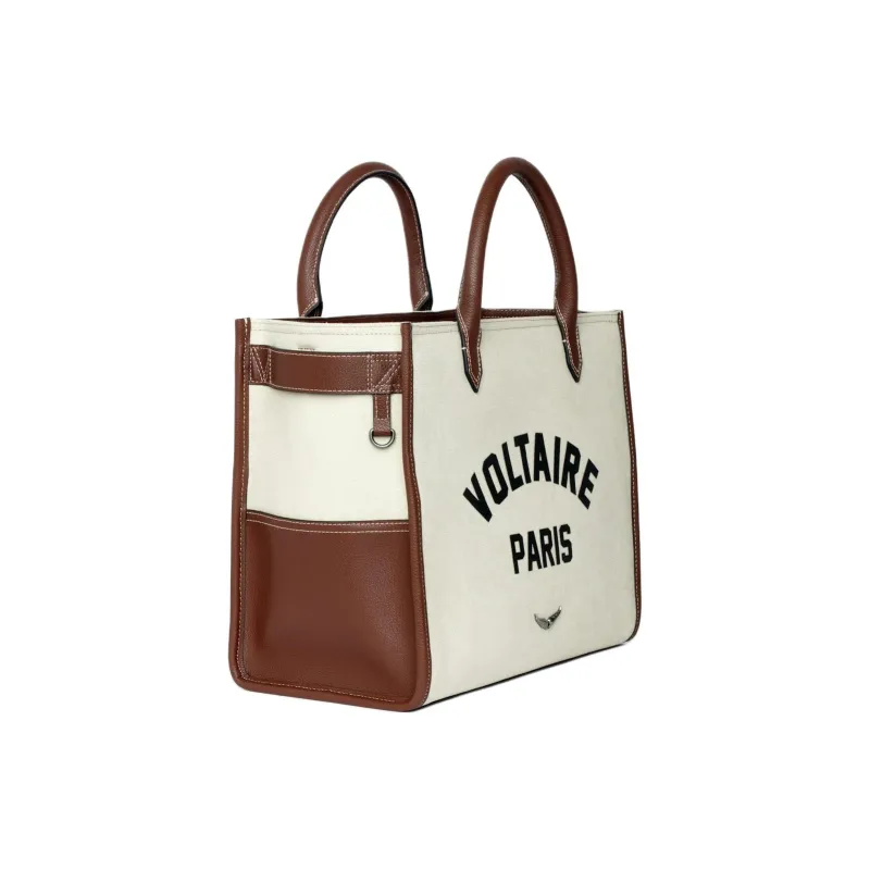 Zadig & Voltaire Cotton Tote Bag, Shopping Bag, Shoulder Bag, Crossbody Bag, Handbag Women's Shimmery White-1