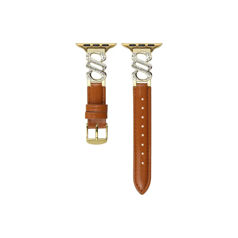 KVZUVUU Apple Compatibility Watch Band Metal, Leather Material-13