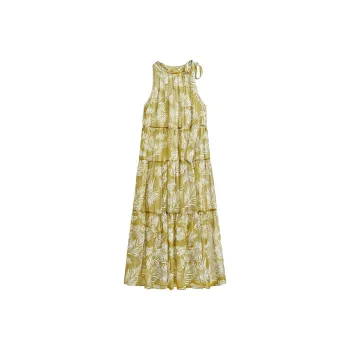 TOUCH Sleeveless Dress Women's Beige Yellow Pattern