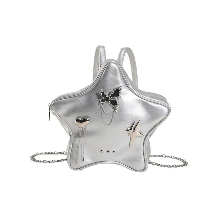 Vack PU Backpack Regular Women's White/Silver/Black-5