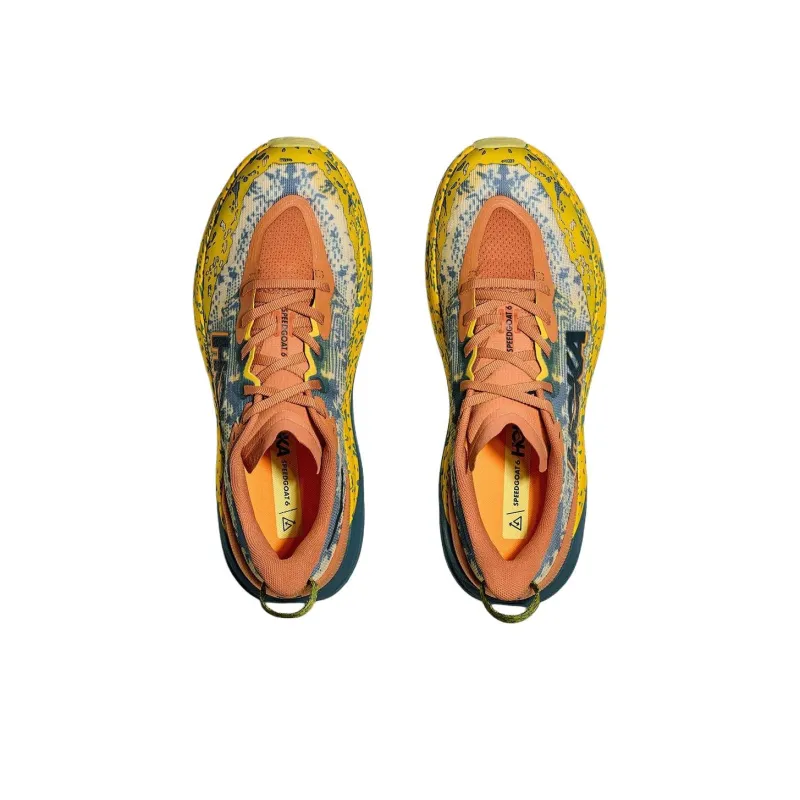 HOKA ONE ONE Speedgoat 6 Cushioning, Wear Resistant Low Top Running Shoes Men's Yellow Orange-5