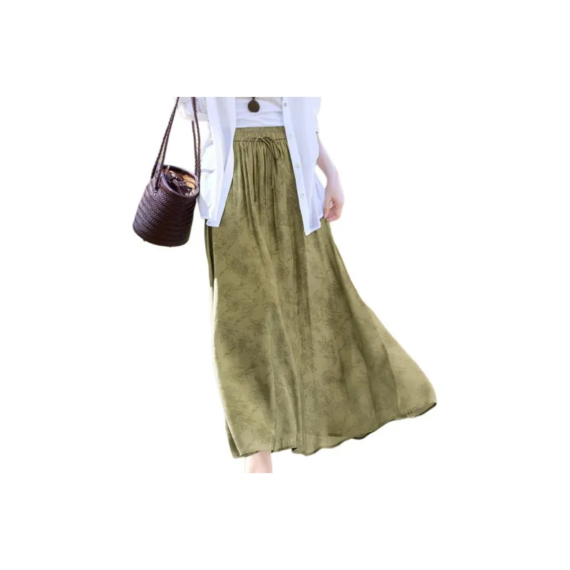 XWI Casual Long Skirts Women's Spring Aqua Green-0