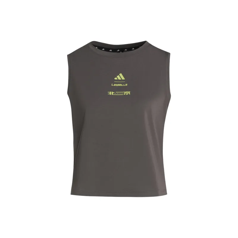 Adidas x LAIMEI,LIANMINGKUAN ClimacoolLES MILLS SS25 BEIJING TANK TOP Sport Vests Women's Charcoal Gray-0