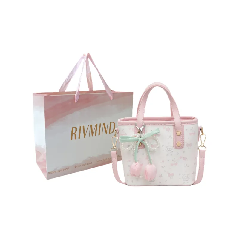 RIVMIND PU Handbag Women's Pink/Yellow-0
