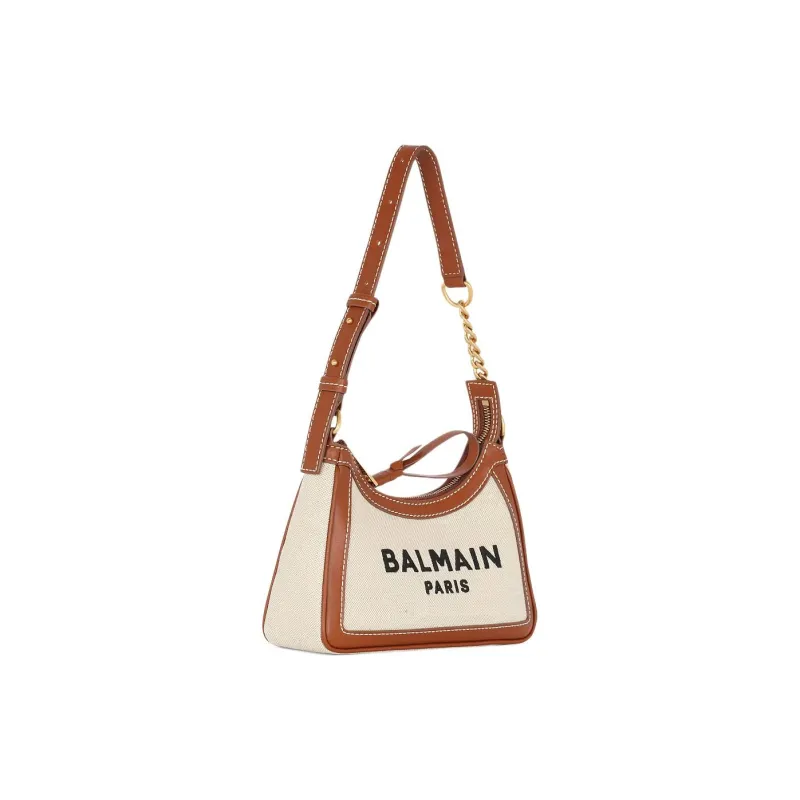 BALMAIN B ARMY Cotton With Linen Shoulder Bag Women's Light Umber-1