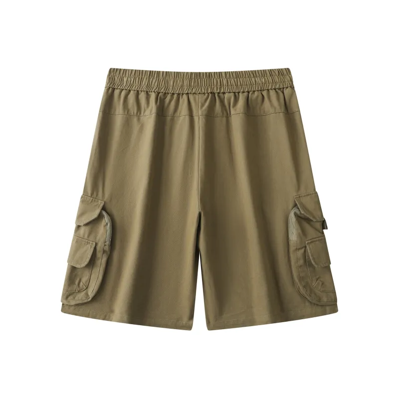 JIANWANG Casual Shorts Unisex Khaki-1