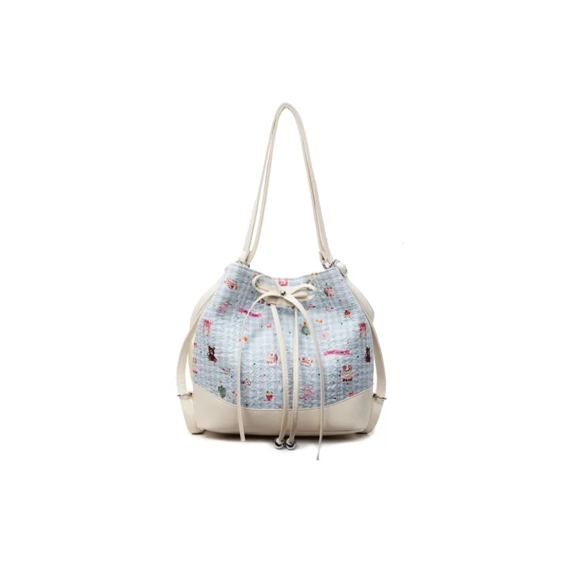 Vack PU Bucket Bag, Shoulder Bag Women's Small Plaid/Stripes/Diamond Pattern-0