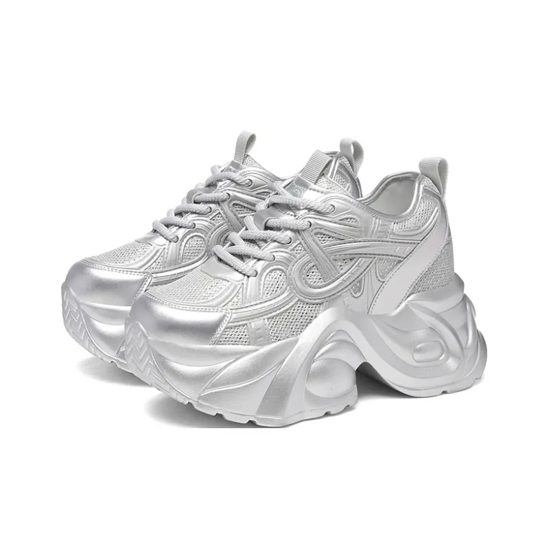 Golden Silk Rabbit Low Top Chunky Sneakers Women's-5