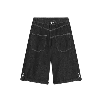 FAIRWHALE Denim Shorts Unisex Original Denim Black