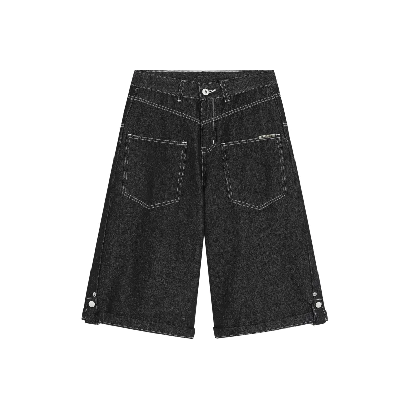 FAIRWHALE Denim Shorts Unisex Original Denim Black-0