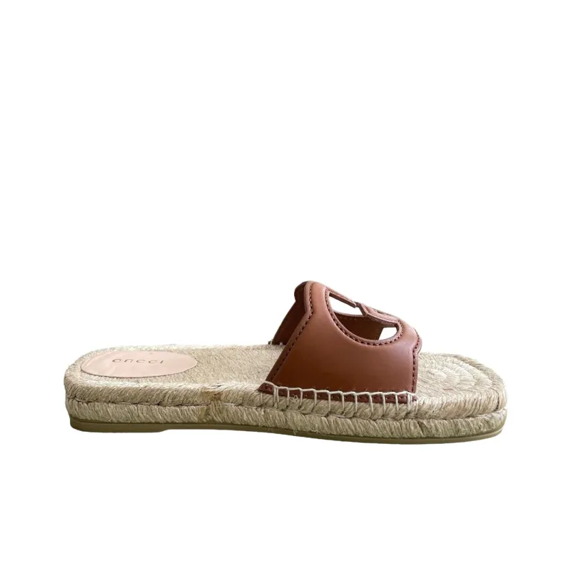GUCCI Interlocking Slide Slippers Women's Brown-1