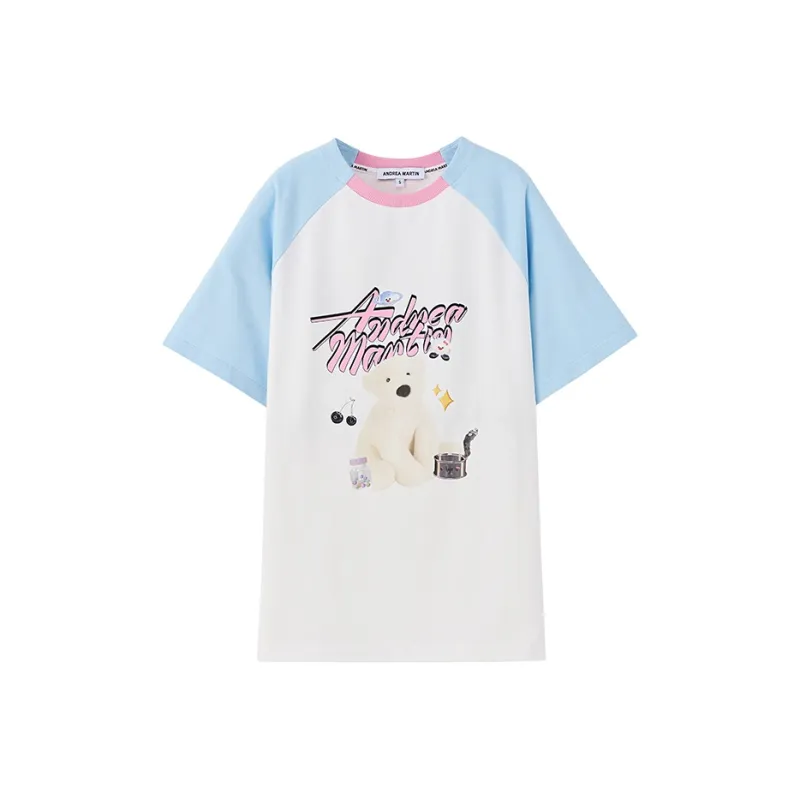 ANDREA MARTIN T Shirts Women's Blue With White Lettering-0