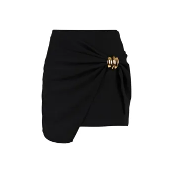 Elisabetta Franchi Macro Bow Flowing Crêpe Miniskirt