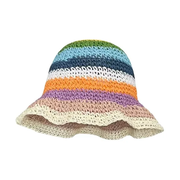 BOOLFEN Straw Woven Bucket Hats Women's-7
