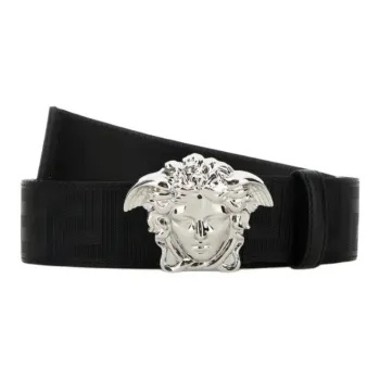 VERSACE Metal Belt Unisex Black 4CM