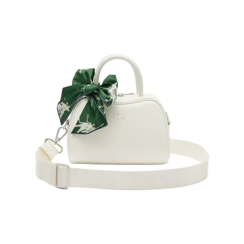 LACOSTE Lora Cow Leather Handbag Mini Women's White-3
