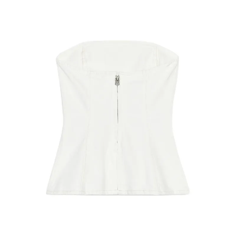 ZARA Trf Strapless Tops Women's White-1