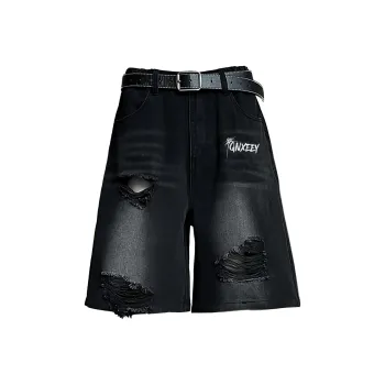 Qnxeey Denim Shorts Unisex