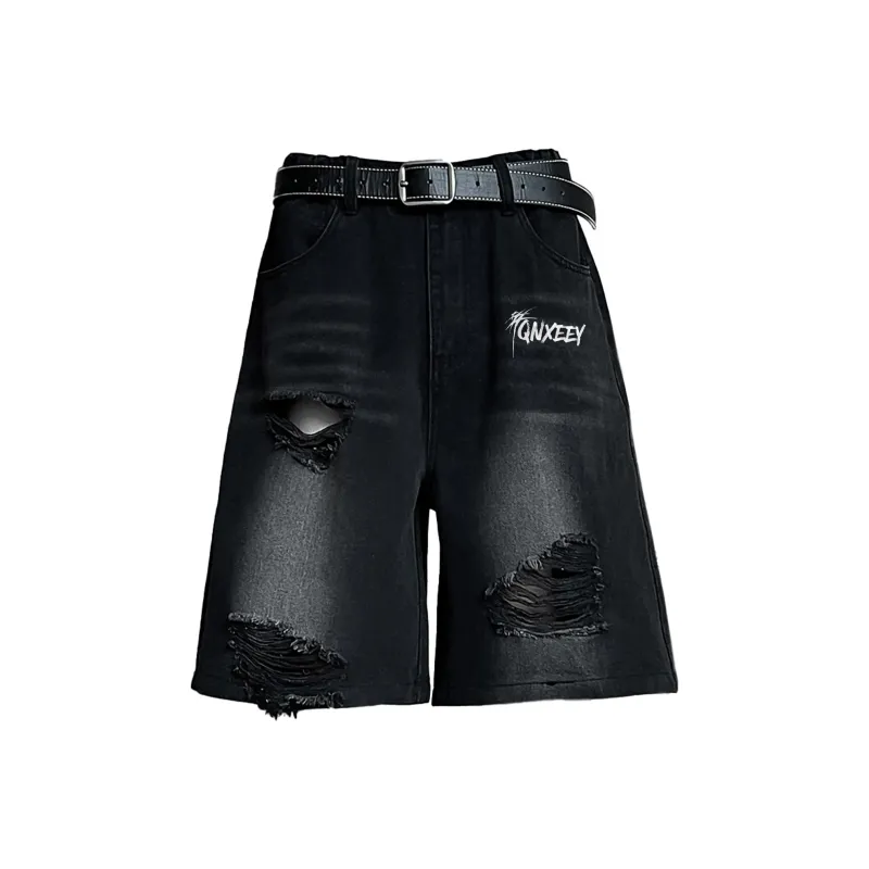 Qnxeey Denim Shorts Unisex-0