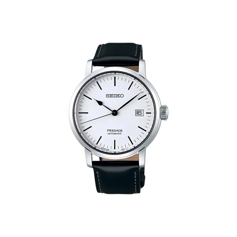 SEIKO Presage Series Automatic Mechanical Movement Leather Strap Watch 39.9mm Women's Watch White Dial-0