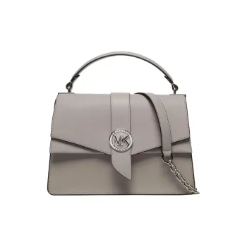 MICHAEL KORS Greenwich Saffiano Leather Shoulder Bag, Crossbody Bag, Handbag Medium Size Women's Gray