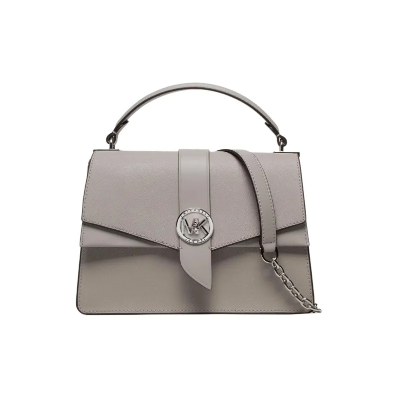 MICHAEL KORS Greenwich Saffiano Leather Shoulder Bag, Crossbody Bag, Handbag Medium Size Women's Gray-0