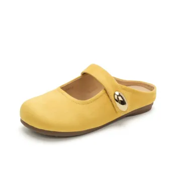 JOSINY Rubber Sole Quiet Abrasion Resistant Slip Resistant Closed Toe Slippers Women's Yellow