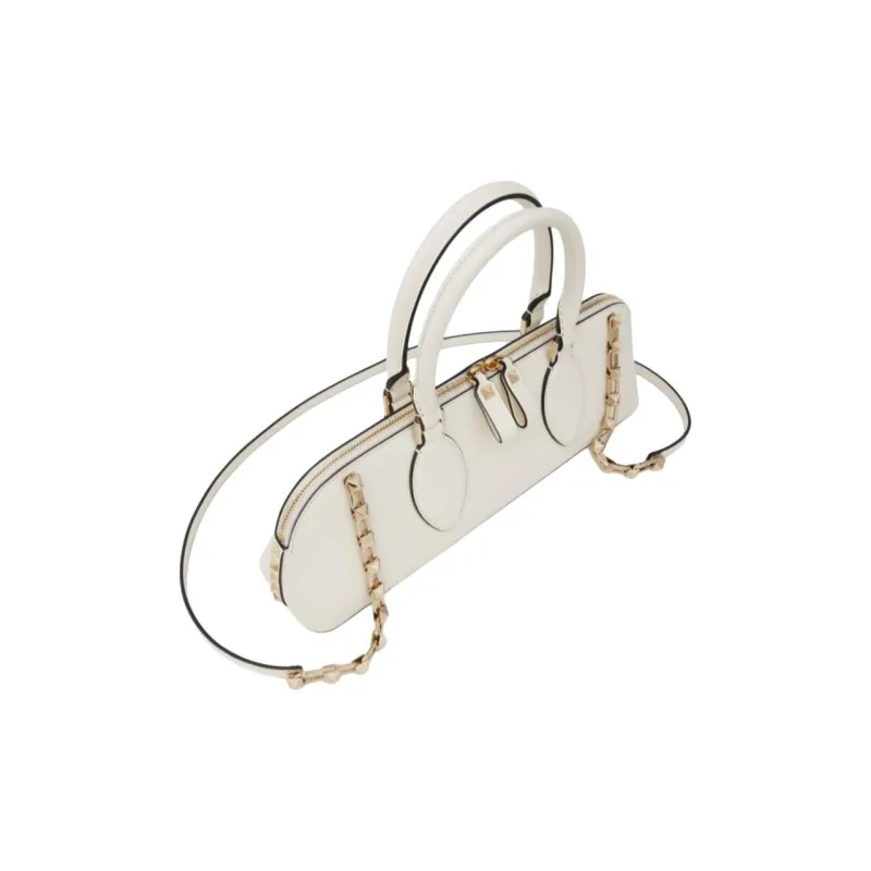 Valentino Rockstud Calfskin One Shoulder Handbag Women's Ecru-3