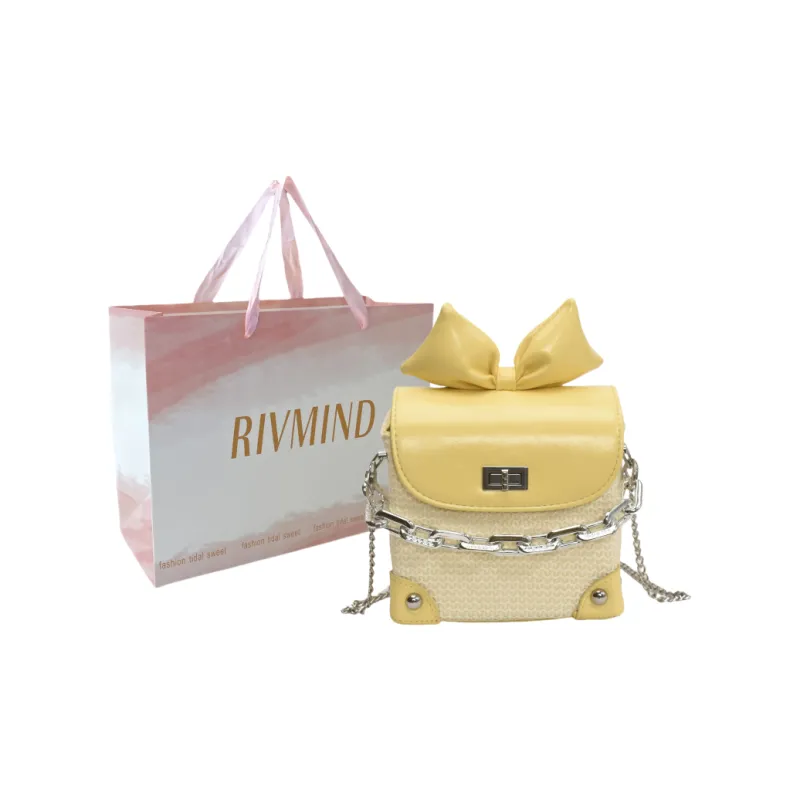 RIVMIND PU Handbag Women's White/Pink/Yellow-14