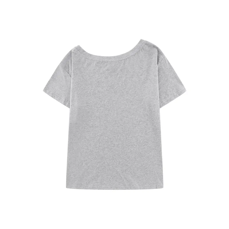 WORKSOUT Fabric Asymmetrical Shoulder Summer T Shirt Women's-1