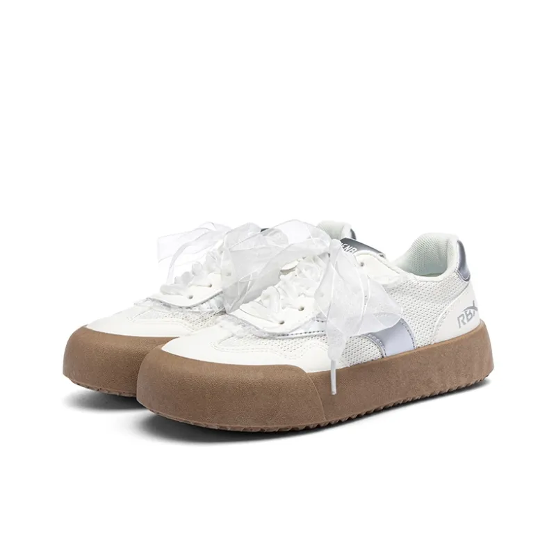 RENBEN Slip Resistant Abrasion Resistant Shock Absorbers Low Top Skateboard Shoes Women's Beige Gray-2