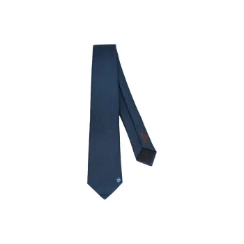 HERMES The Key To Happiness Silk Ties Men's Dark Blue