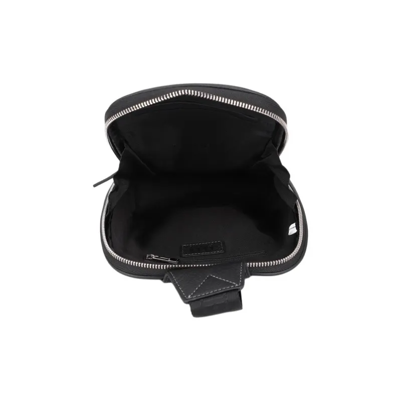 ELLE HOMME Cowhide Leather Textile Shoulder Bag Crossbody Bag Sling Bags Men's Black-3
