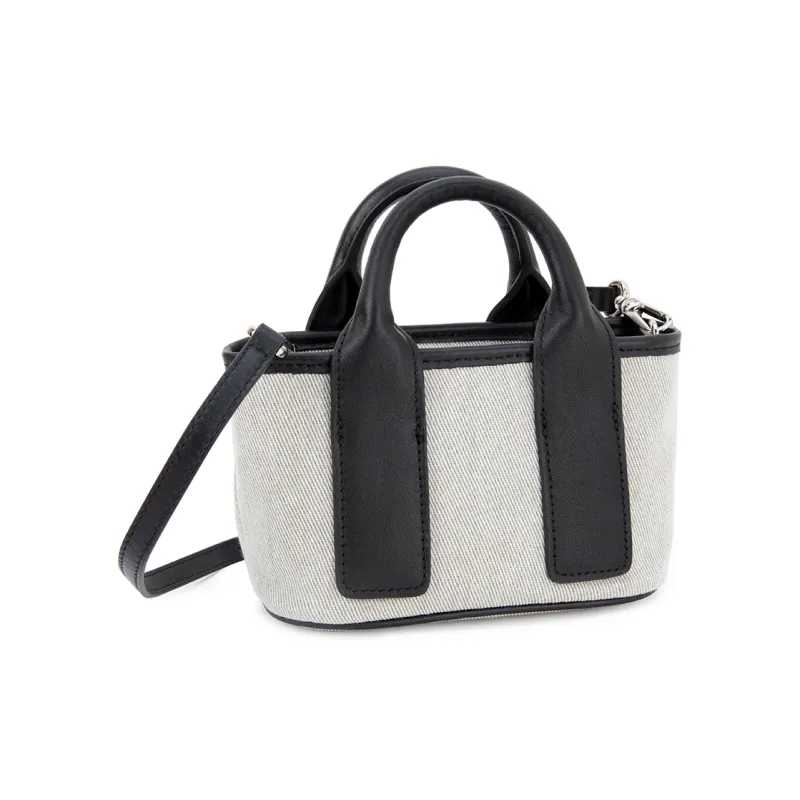 VENOF Top Grain Cow Leather With Canvas Bag One Shoulder Handheld Handbag Trumpets Women's Multicolor-0